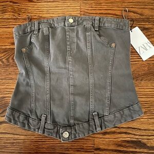 Zara Corset Style Denim Top Size Medium